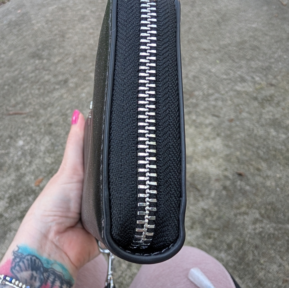 Coach Long Zip Around Wallet Black/,Berry New - Picture 4 of 6